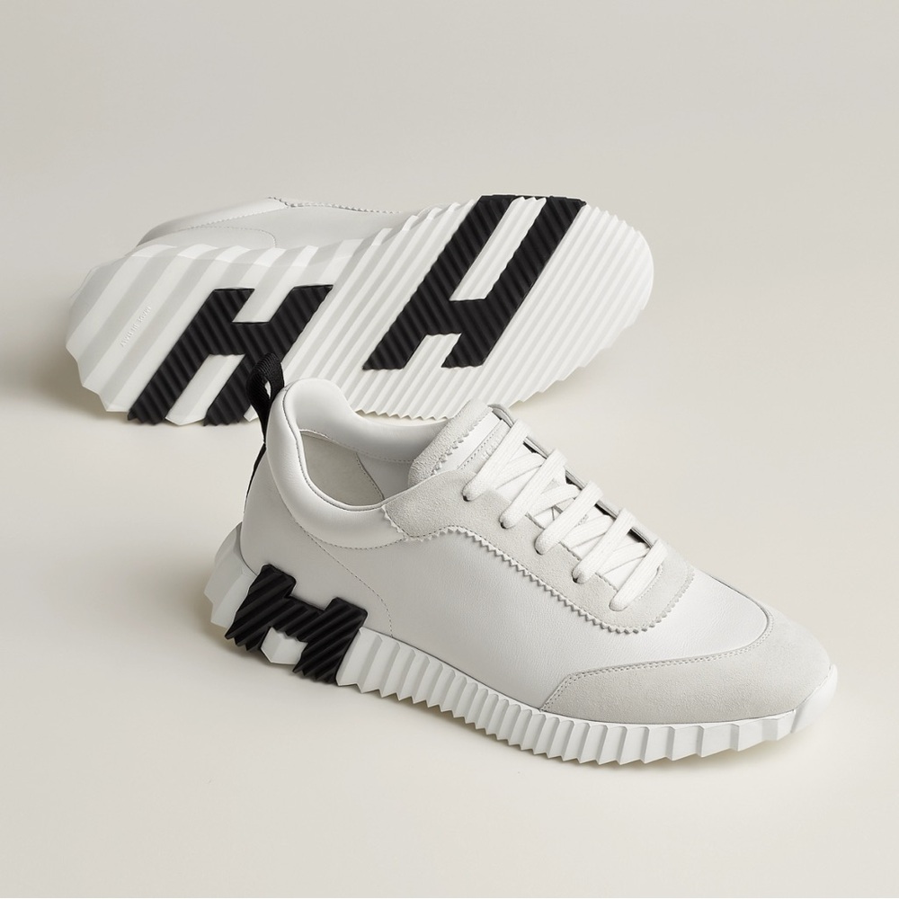 Hermès 🧡 Bouncing Sneaker – White & Black Calfskin/Suede – SZ: 34 - Brand New